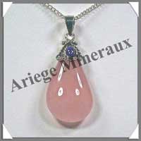 QUARTZ ROSE (Cabochon Lapis) - Pendentif 