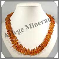 AMBRE Caramel Clair - Sautoir Baroque : Gros Nuggets - 70 cm - MCAMB6
