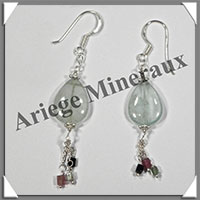 AIGUE MARINE - Boucles d'Oreilles Argent - Fantaisie - Hameon - 40x13 mm - W003