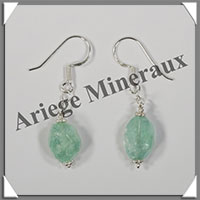 AIGUE MARINE - Boucles d'Oreilles Argent - Ovale Facet - Hameon - 25x10 mm - W005