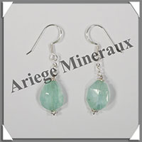AIGUE MARINE - Boucles d'Oreilles Argent - Ovale Facet - Hameon - 30x12 mm - W006