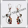 AMBRE - Boucles d'Oreilles Argent - Pendant 6 Cabochons - Dormeuse Ferme  - 40 mm - C013 Lituanie