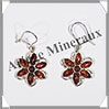 AMBRE - Boucles d'Oreilles Argent - Pendant Fleur 7 Cabochons - Hameon Ferm - 25 mm - C015 Lituanie