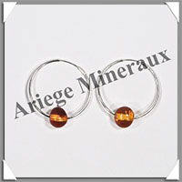 AMBRE - Boucles d'Oreilles Argent - Perle 8 mm - Crole - 30 mm - L001