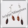 AMBRE - Boucles d'Oreilles Argent - Pendant 2 Ovales Allongs sur Chainette - Puce - 40 mm - L003 Lituanie