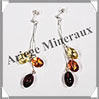 AMBRE - Boucles d'Oreilles Argent - Pendant 3 Ovales Etags sur Chainette - Puce - 65 mm - L004 Lituanie