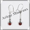 AMBRE - Boucles d'Oreilles Argent - Pendant Tige + Perle 5 mm - Hameon Ferm - 25 mm - L006 Lituanie