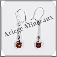 AMBRE - Boucles d'Oreilles Argent - Pendant Tige + Perle 5 mm - Hameon Ferm - 25 mm - L006