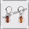 AMBRE - Boucles d'Oreilles Argent - Pendant Goutte Facete - Dormeuse Ferme - 20 mm - L008 Lituanie