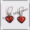 AMBRE - Boucles d'Oreilles Argent - Pendant Coeur 14x14 mm - Dormeuse Ferme - 17 mm - L010 Lituanie