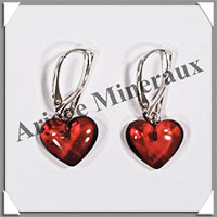 AMBRE - Boucles d'Oreilles Argent - Pendant Coeur 14x14 mm - Dormeuse Ferme - 17 mm - L010