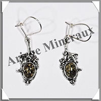 AMBRE - Boucles d'Oreilles Argent - Pendant Ovale - Hameon Ferm - 25 mm - L011