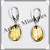 AMBRE - Boucles d'Oreilles Argent - Pendant Ovale Facet - Dormeuse Ferme - 20 mm - L012 Lituanie