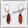 AMBRE - Boucles d'Oreilles Argent - Pendant Ovale Allong - Dormeuse Ferme - 20 mm - L013 Lituanie
