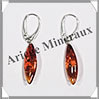 AMBRE - Boucles d'Oreilles Argent - Pendant Ovale Allong - Dormeuse Ferme - 25 mm - L014 Lituanie