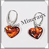 AMBRE - Boucles d'Oreilles Argent - Pendant Coeur 15x15 mm - Dormeuse Ferme - 18 mm - L017 Lituanie