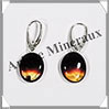 AMBRE - Boucles d'Oreilles Argent - Pendant Ovale Bicolore - Dormeuse Ferme - 30 mm - L019 Lituanie