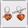 AMBRE - Boucles d'Oreilles Argent - Pendant Coeur 15x15 mm - Dormeuse Ferme - 17 mm - L021 Lituanie