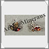 AMBRE - Boucles d'Oreilles Argent - Puce 3 Cabochons Multicolores - Puce - 15 mm - C001 Lituanie