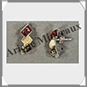 AMBRE - Boucles d'Oreilles Argent - Puce 3 Cabochons Multicolores - Puce - 22 mm - C007 Lituanie