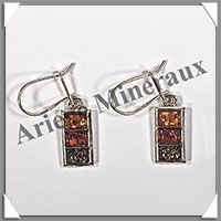 AMBRE - Boucles d'Oreilles Argent - Pendant 3 Cabochons Multicolores - Hameon Ferm - 20 mm - C010