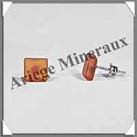 AMBRE - Boucles d'Oreilles Argent - Cabochon Carr - Puce - 8 mm - L001