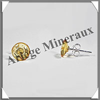 AMBRE - Boucles d'Oreilles Argent - Cabochon Rond - Puce - 8 mm - L002