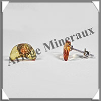 AMBRE - Boucles d'Oreilles Argent - Cabochon Croissant - Puce - 12 mm - L006