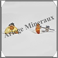 AMBRE - Boucles d'Oreilles Argent - Cabochon Croissant - Puce - 12 mm - L007