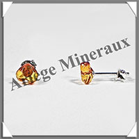 AMBRE - Boucles d'Oreilles Argent - Cabochon Coeur - Puce - 8 mm - L010