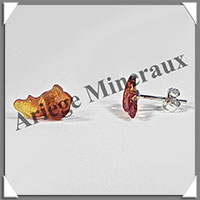 AMBRE - Boucles d'Oreilles Argent - Cabochon Elphant - Puce - 15 mm - L011
