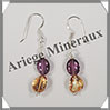 AMETHYSTE + CITRINE - Boucles d'Oreilles Argent - Fantaisie - Hameon - 30x9 mm - W002 Brsil
