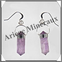 AMETHYSTE - Boucles d'Oreilles Argent - Pendant - Hameon - 30x8 mm - 30929 - C001