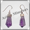 AMETHYSTE - Boucles d'Oreilles Argent - Pendant - Hameon - 25x10 mm - 30937 - C001 Brsil