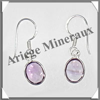 AMETHYSTE - Boucles d'Oreilles Argent - Ovale - Hameon - 12x8 mm - P003