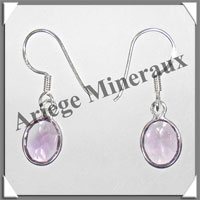 AMETHYSTE - Boucles d'Oreilles Argent - Ovale - Hameon - 12x8 mm - P004