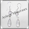 AMETHYSTE - Boucles d'Oreilles Argent - 2 Cabochons Facets (2 Etages) - Hameon - 40 mm - P005 Brsil