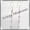 AMETHYSTE - Boucles d'Oreilles Argent - 4 Cabochons Facets (4 Etages) - Hameon - 50 mm - P006 Brsil