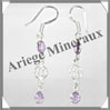 AMETHYSTE - Boucles d'Oreilles Argent - 2 Cabochons (3 Etages) - Hameon - 45 mm - P013 Brsil