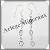 AMETHYSTE - Boucles d'Oreilles Argent - 3 Cabochons Facets (3 Etages) - Hameon - 45 mm - P015 Brsil
