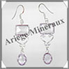 AMETHYSTE - Boucles d'Oreilles Argent - 2 Cabochons Facets (2 Etages) - Hameon - 50 mm - P016 Brsil