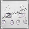 AMETHYSTE - Boucles d'Oreilles Argent - 3 Cabochons Facets (2 Etages) - Hameon - 35 mm - P017 Brsil