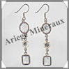 AMETHYSTE - Boucles d'Oreilles Argent - 2 Cabochons Facets (3 Etages) - Hameon - 50 mm - P023 Brsil
