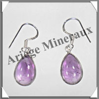 AMETHYSTE - Boucles d'Oreilles Argent - Goutte - Hameon - 18x10 mm - W001