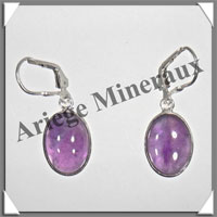 AMETHYSTE - Boucles d'Oreilles Argent - Ovale - Dormeuse Ferme - 18x10 mm - W002