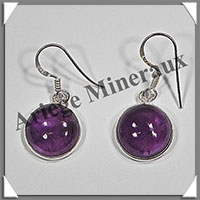 AMETHYSTE - Boucles d'Oreilles Argent - Ronde - Hameon -  Diamtre : 14 mm - W004