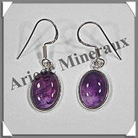 AMETHYSTE - Boucles d'Oreilles Argent - Ronde - Ovale -  Hameon - 15x10 mm - W006