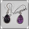 AMETHYSTE - Boucles d'Oreilles Argent - Ronde - Goutte -  Hameon - 15x10 mm - W007 Brsil