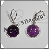 AMETHYSTE - Boucles d'Oreilles Argent - Ronde - Dormeuse Ferme - Diamtre : 13 mm - W008