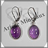 AMETHYSTE - Boucles d'Oreilles Argent - Ovale - Dormeuse Ferme - 15x10 mm - W009 Brsil
